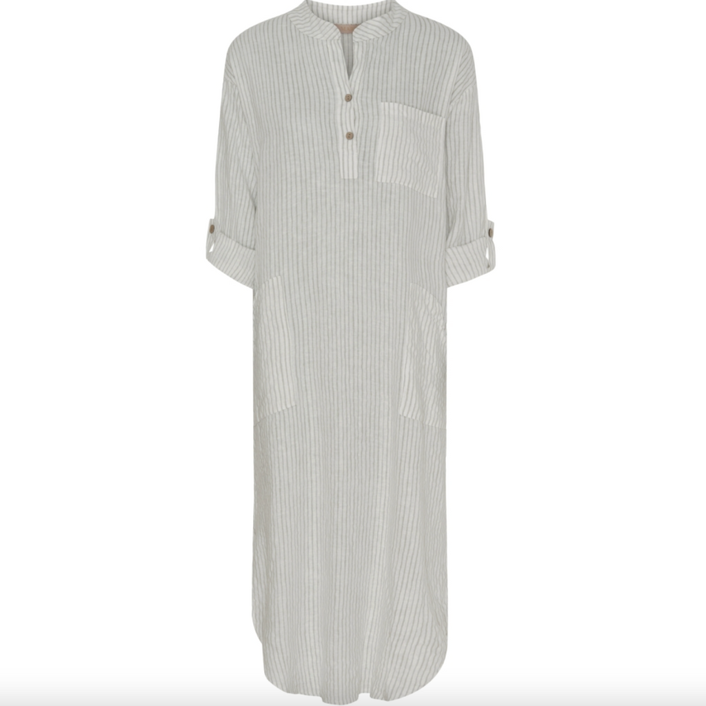 Klänning Linne – Grey Stripe
